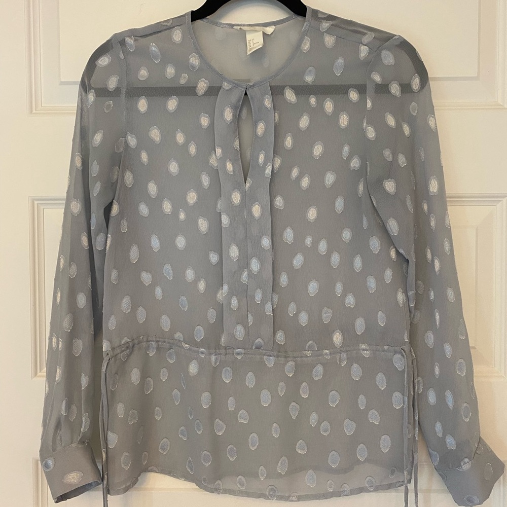 H&M Light Gray Polka Dot Blouse